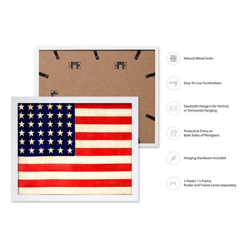Drapeau des États-Unis, Affiche, Encadrement blanc, H 08 po x l 10 po