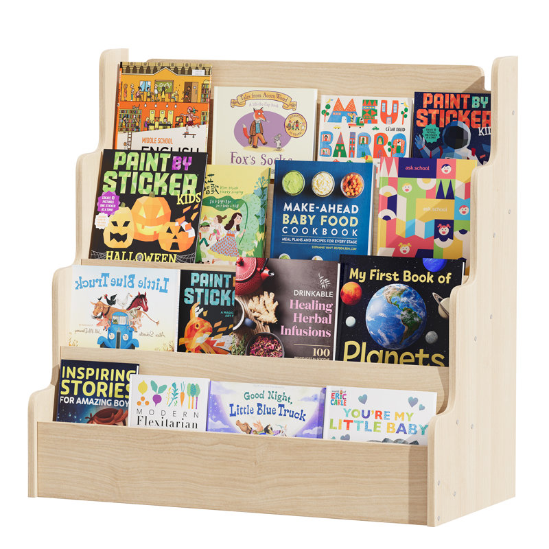 Bibliothèque Montessori standard pour enfants, tablette à 4 niveaux pour chambre d'enfant, salle de jeux, chambre à coucher, salle de classe