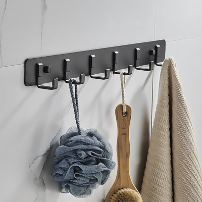 Heavy Duty Aluminum Alloy Wall Hooks 6-Pack For Kitchen Bathroom Entryway Organization And Space Saving