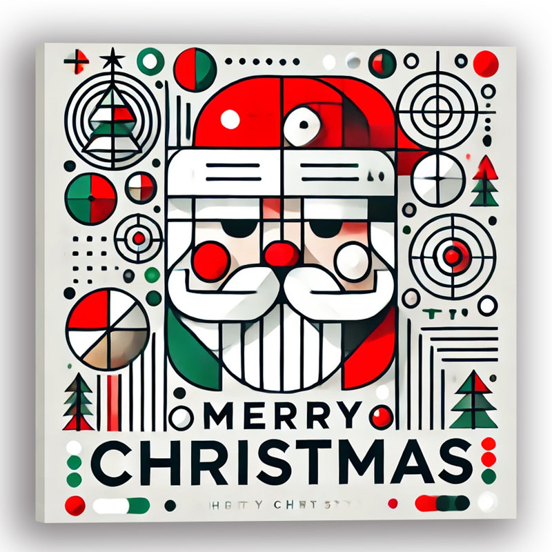 «Geometric Santa Cheer: Festive Holiday», reproduction sur toile tendue, H 40 po x l 40 po x P 1,5 po