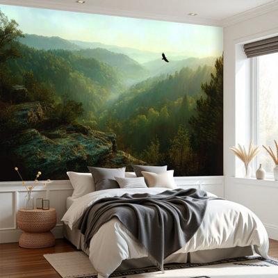 Peel and Stick Wallpaper Realistic Eagle Flight Fog Wall Murals 69"H x 96"W Removable PVC Wall Paper Self-Adhesive Wall Decor for Bedroom Living Room Home Office