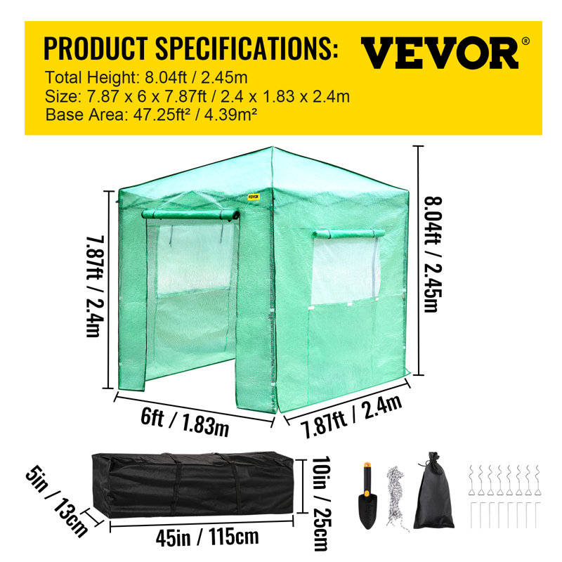 72" W x 94" D Greenhouse