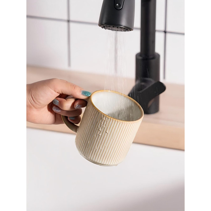 Azal Stoneware Coffee Cup, Cappuccino White