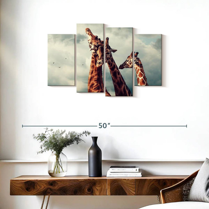 «Brampt Giraffe Family Bonding», 22" H x 36" W