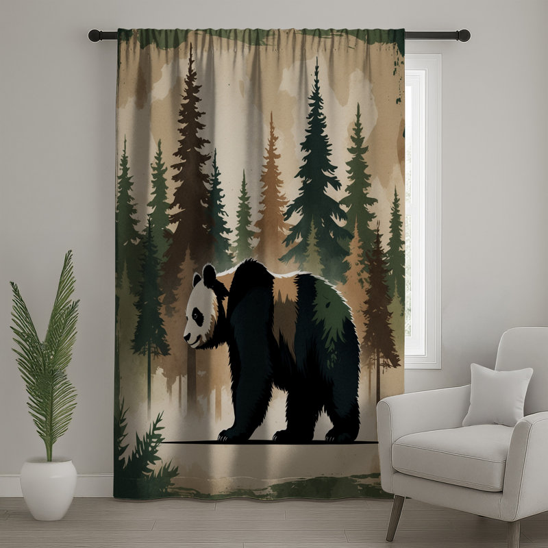 Rideaux Panda Forest Illustration, 50 po x 92 po - 1 panneau, Transparent