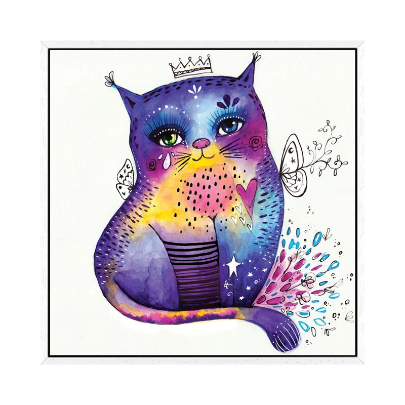 Kitty Says Herrreow by Tamara Laporte - Print on Canvas, White Framed, 93.98 cm H x 93.98 cm W