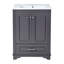 Meuble-lavabo 24 po avec lavabo en céramique, armoire de rangement autoportante moderne avec poignées argentées, portes à fermeture douce-368163678