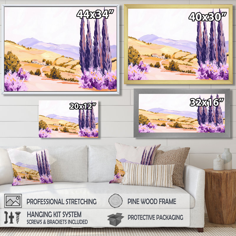«Lavender Fields In France III», impression d'art mural lavande, H 12 po x l 20 po, Blanc