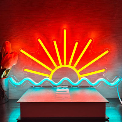 Sunset Neon Sign, Sun Wave Neon Light for Wall Decor,USB Powered & Dimmable, ideal for sunset wall decor, beach room decor, coastal decor, bedrooms, beach houses and bars.