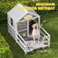 Grande niche pour chien d'extérieur en bois de 61 po avec porche, toit résistant aux intempéries, base surélevée, évents et fenêtres