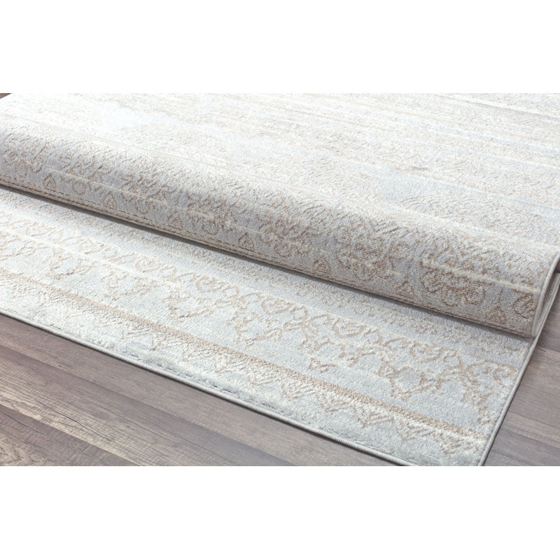 Oriental Misty Blue Area Rug, Rectangle 7'x9'