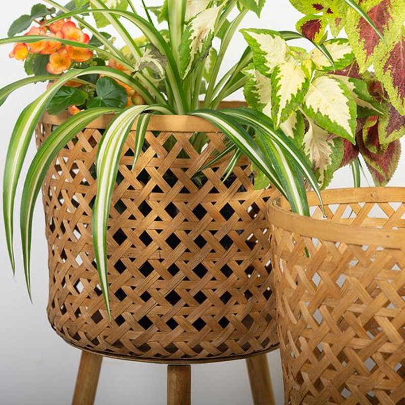 Jardinières en bambou naturel, ensemble de 3