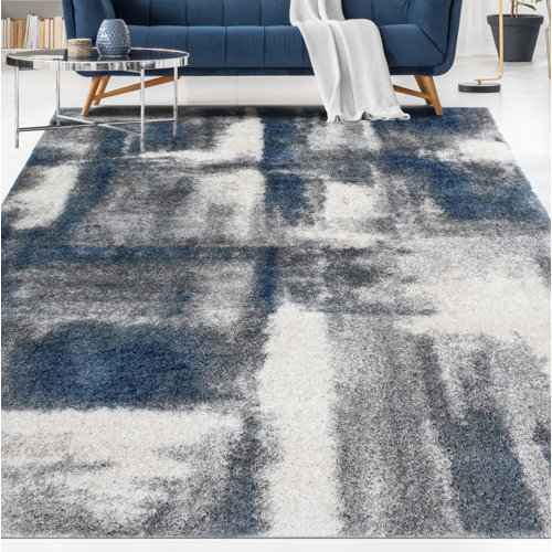 17 Stories Alban Abstract Blue Indoor Area Rug & Reviews | Wayfair