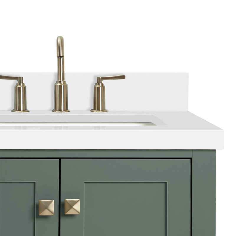 Cambridge 37'' W Single Vanity, Rectangular, Vintage Green, Pure White Quartz
