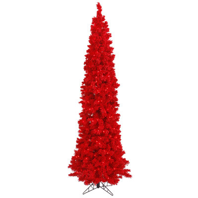 Flocked Red Fir Lighted Fir Christmas Tree