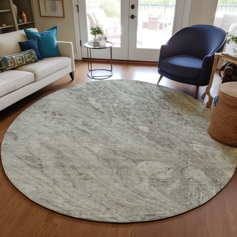 Kinslee Abstract Indoor / Outdoor Rug, Round 8'