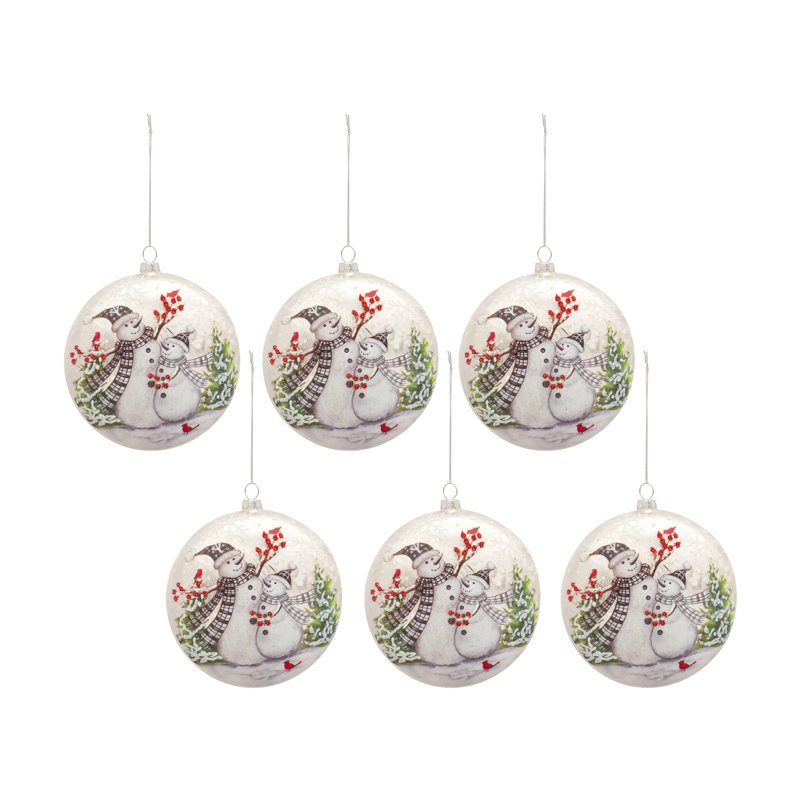 Ornement boule de verre bonhomme de neige