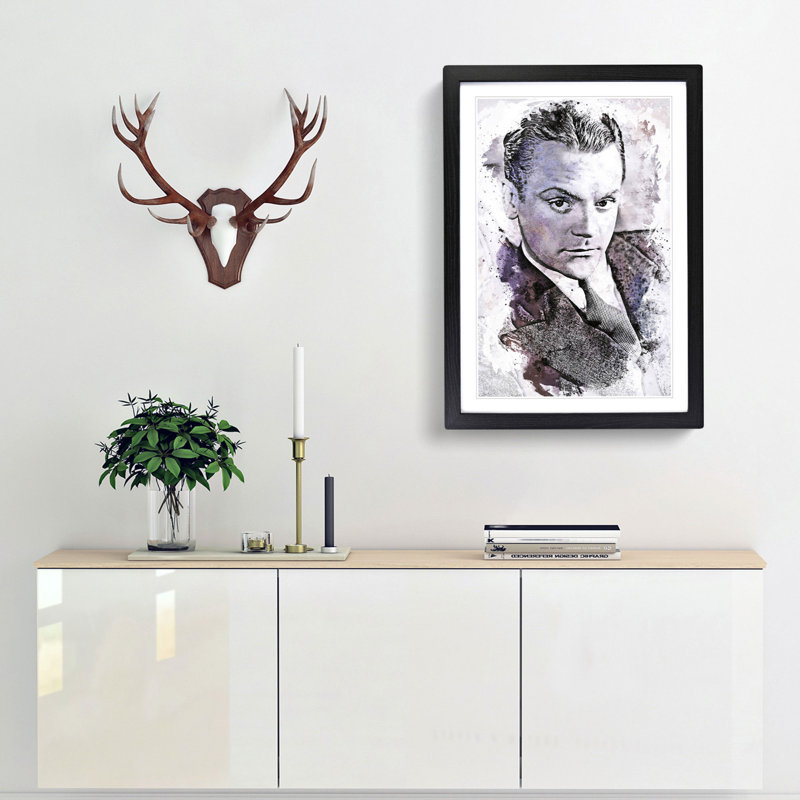 James Cagney in Abstract - Picture Frame Graphic Art Print, 65cm H x 48cm W x 2cm D, Black Framed
