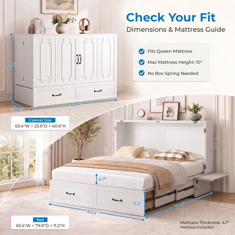 Matelas de rangement escamotable Murphy, Blanc
