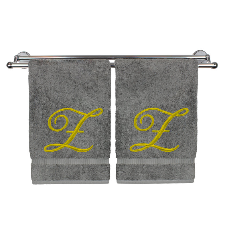 Super Plush Hand Towel, Gray/Gold, Z