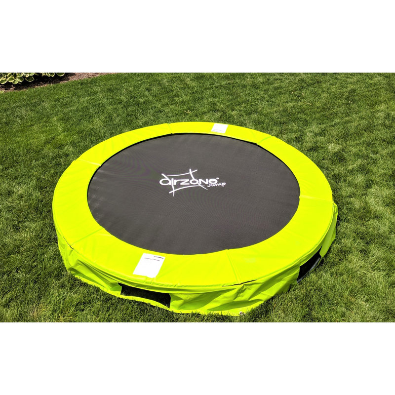 8' Green Round In-Ground Springless Trampoline with Enclosure