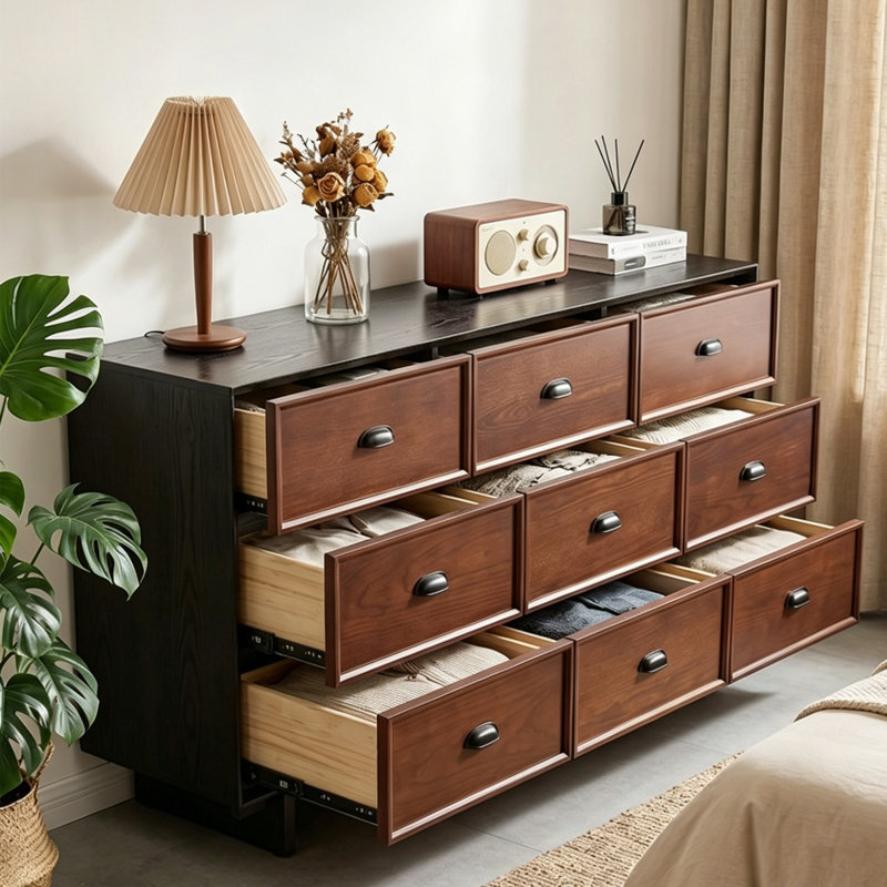 Armoire de rangement de salon rétro, 33.86" H x 62.99" W x 15.75" D