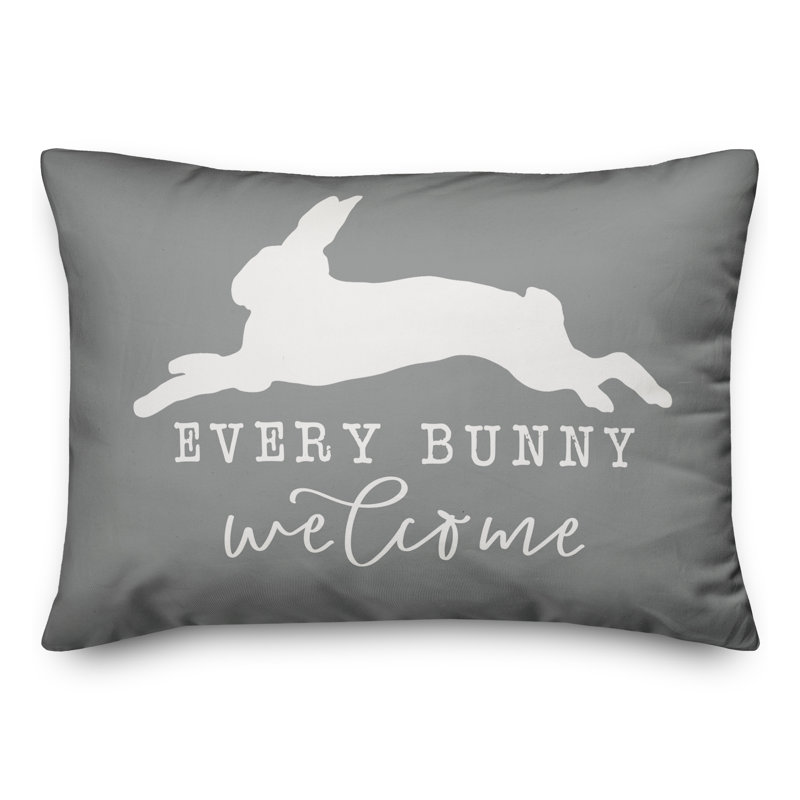 Housse et insert pour coussin rectangulaire Every Leaping Bunny Welcome, Blanc, Polyester