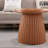 Light Coffee Magnesium Oxide Fluted Base Side Table  19.69" Diameter Round Accent Table