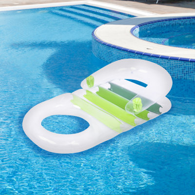 59" Green Transparent Inflatable Pool Lounger With Cup Holders