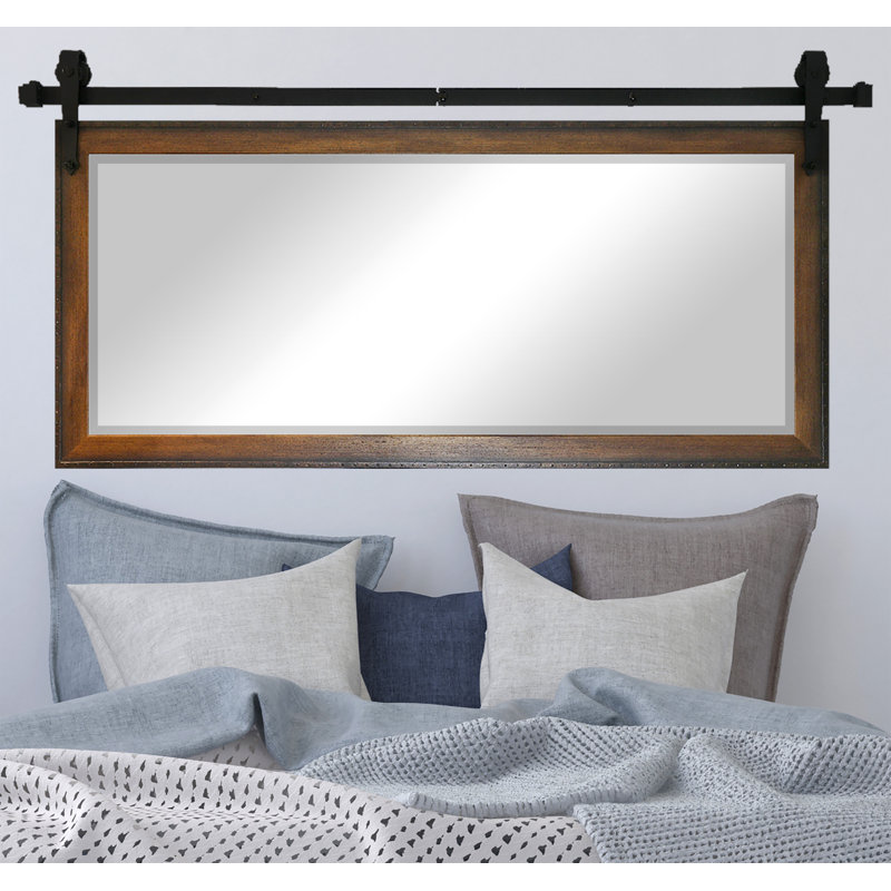 Neace Flat Wall Mirror, 32" H x 66" W, Walnut