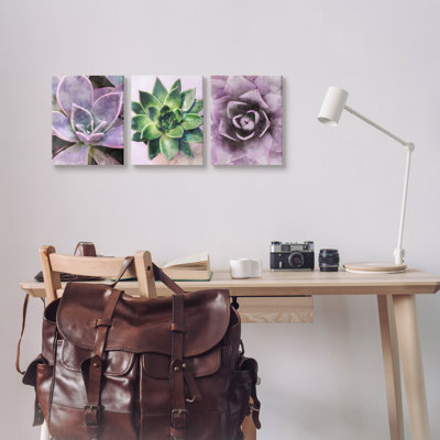 Ensemble de 3 reproductions d'art sur toile mauve