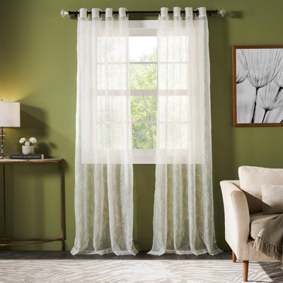Rideaux transparents longs pour la décoration de la maison avec œillets et rideaux légers avec filtrage de la lumière pour la chambre à coucher / salon (champagne, 2 panneaux)