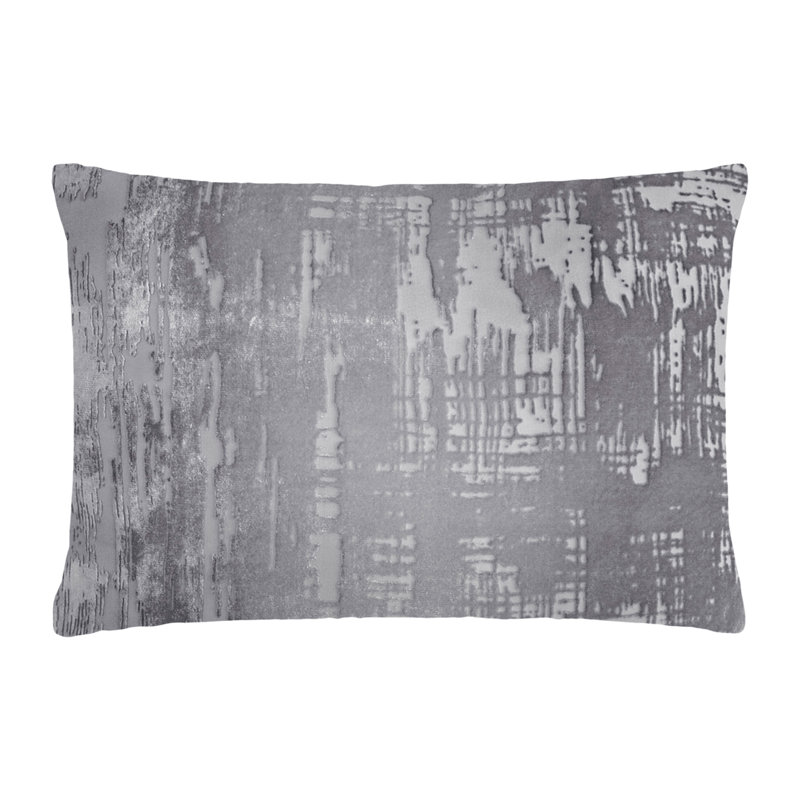 Brush Stroke Lumbar Pillow Cover & Insert, Rectangle 14"H x 20"W, Silver