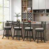 August Grove® Swivel Bar Stools Counter Height Chairs With Hollow Back Soft-padded Seat Grey