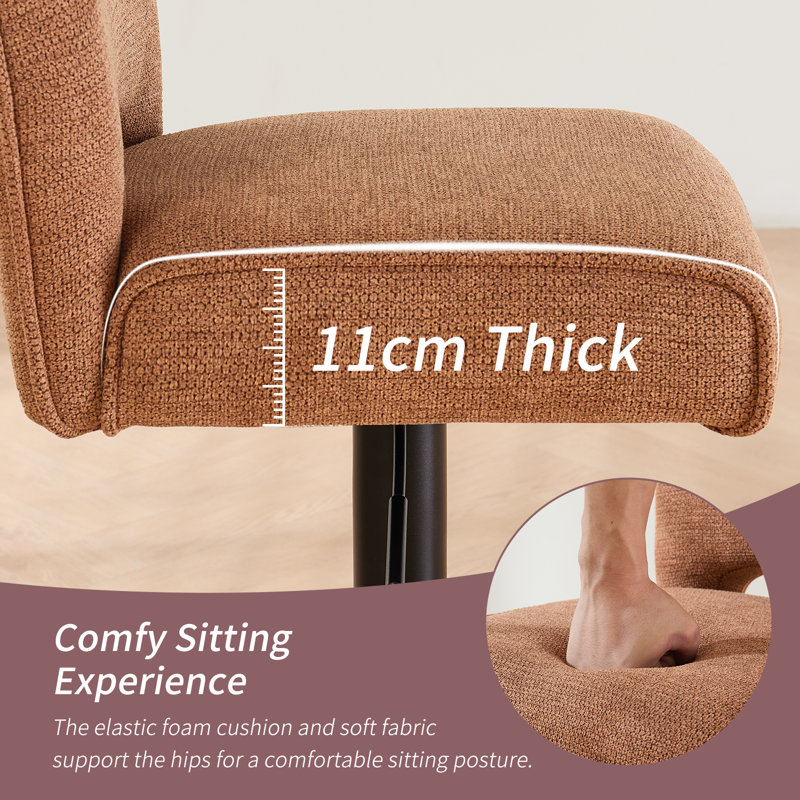 Fabric Upholstered Adjustable Swivel Bar Stools with Backrest & Footrest , Orange