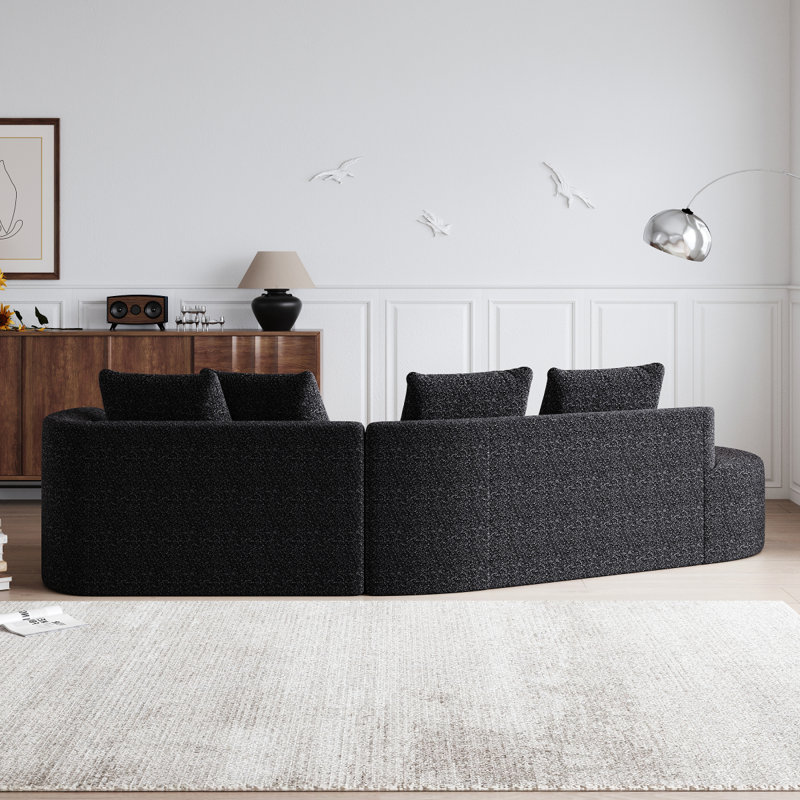 Canapé modulaire surdimensionné et rembourré Modern, Noir, Face à la gauche