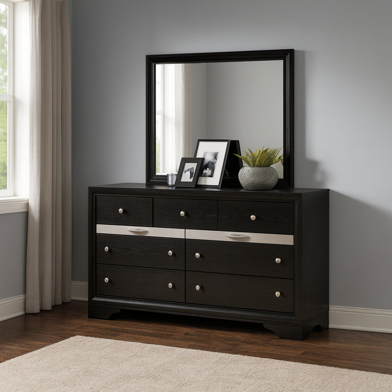 Smartt 5 Piece Bedroom Set, Queen, Black