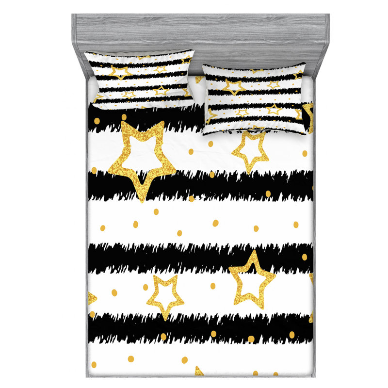 Microfiber Striped Sheet Set, Full Sheet Set + Fitted Sheet + 2 Pillowcases