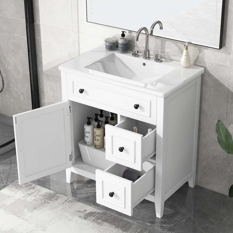 Meuble-lavabo 30 po avec comptoir d'évier, Blanc