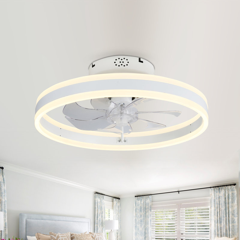 20" Ikeoluwa Modern Flush Mount Ceiling Fan with Dimmable LED Light Kit Remote and APP Control LowProfile Reversible DC Motor Fan for Bedroom