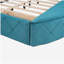 Grand lit de rangement en velours avec lit plateforme tapissier, tête de lit à oreilles et 1 grand tiroir, 2 tabourets de rangement latéraux (bleu)-121070109