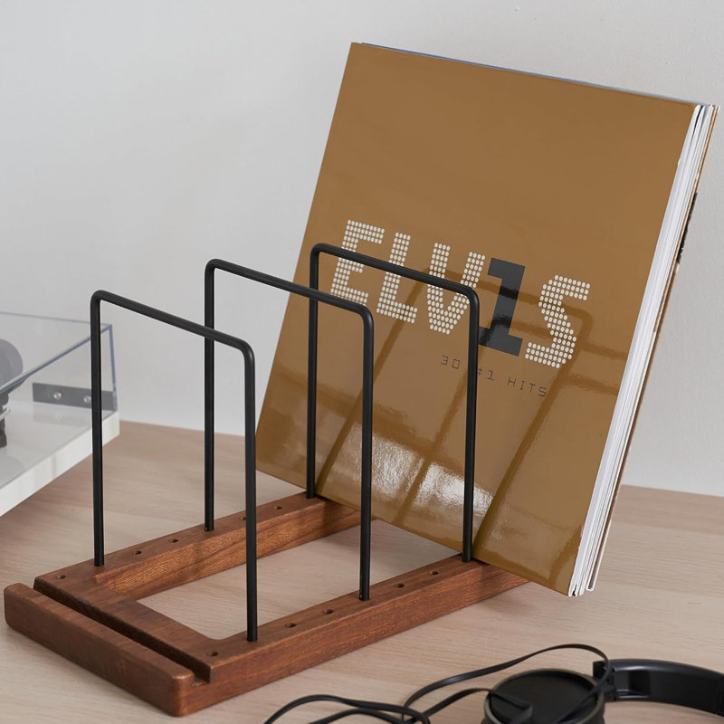 Rangement pour disques vinyles (jusqu'à 75 disques) - Présentoir élégant et décoratif pour 75 disques.