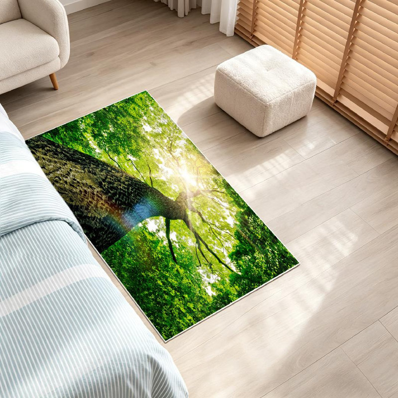 Tapis vert lavable à la machine, arbre, arbres, forêt, Rectangle 32" x 47"