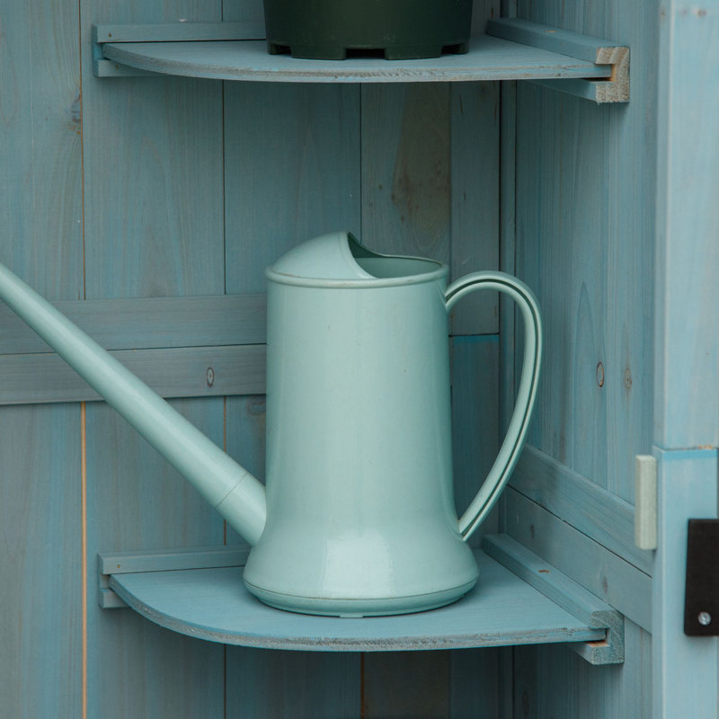 Varen Rustic Wooden Garden Shed with Lockable Doors and Detachable Shelves, Blue