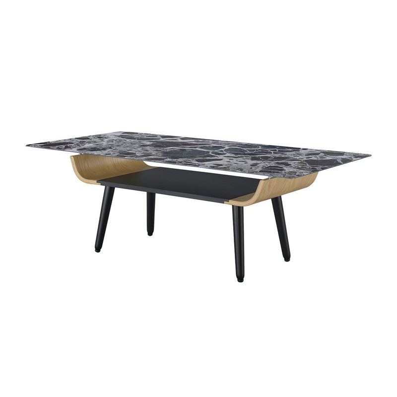 Four Legs Coffee Table with Storage, Black