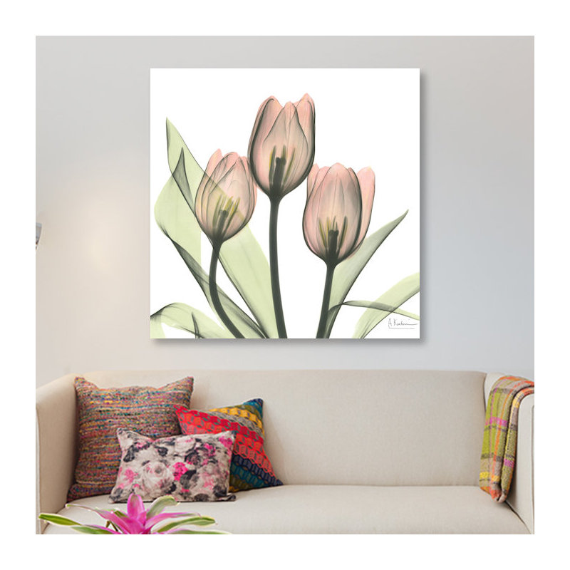 « tulipes i », impression sur toile, H 37 po x l 37 po x P 1,5 po, Pas de tapis, Toile tendue