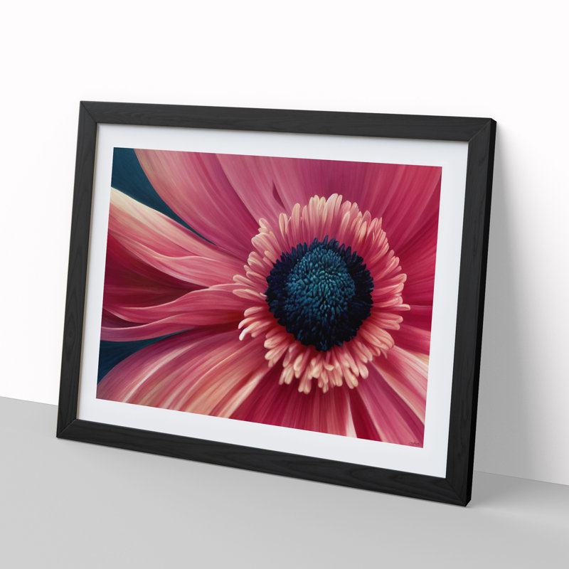 Flowing Flower - Single Picture Frame Print, Black Framed, 46cm H x 64cm W x 2cm D