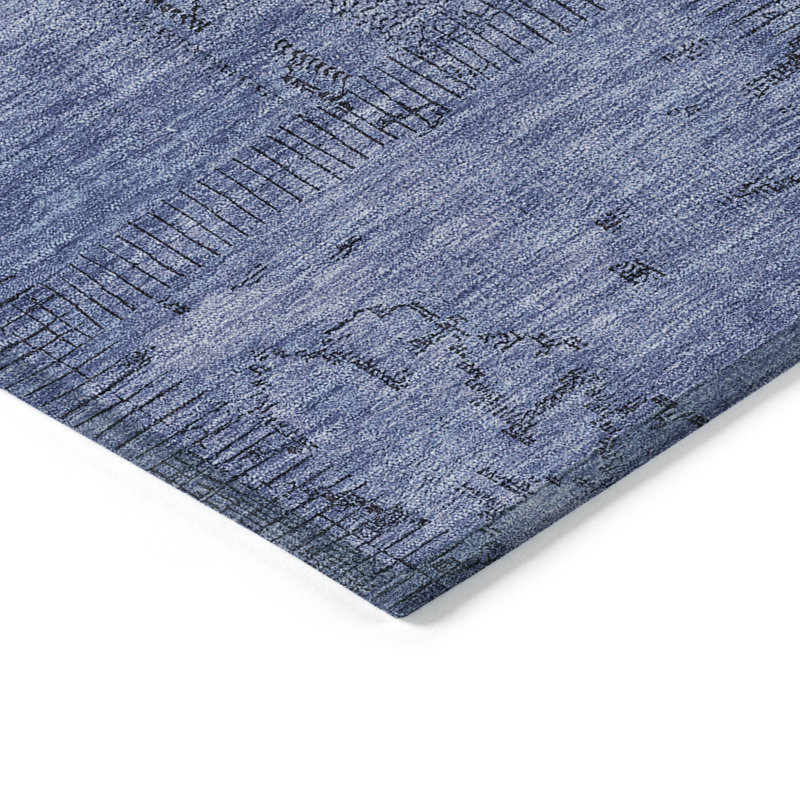 Tapis intérieur / extérieur lavable en patchwork bleu et bleu ciel HomeRoots 5 pi x 8 pi