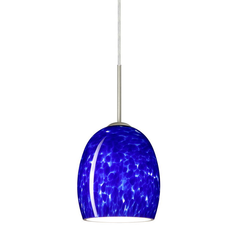 Lucia 1 - Light Single Pendant, Satin Nickel, Blue Cloud, Incandescent