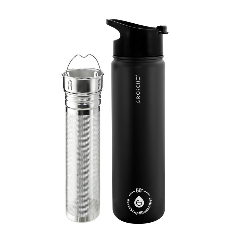 Bouteille d'eau GROSCHE Chicago Steel Infusion, Gris anthracite, 16 oz
